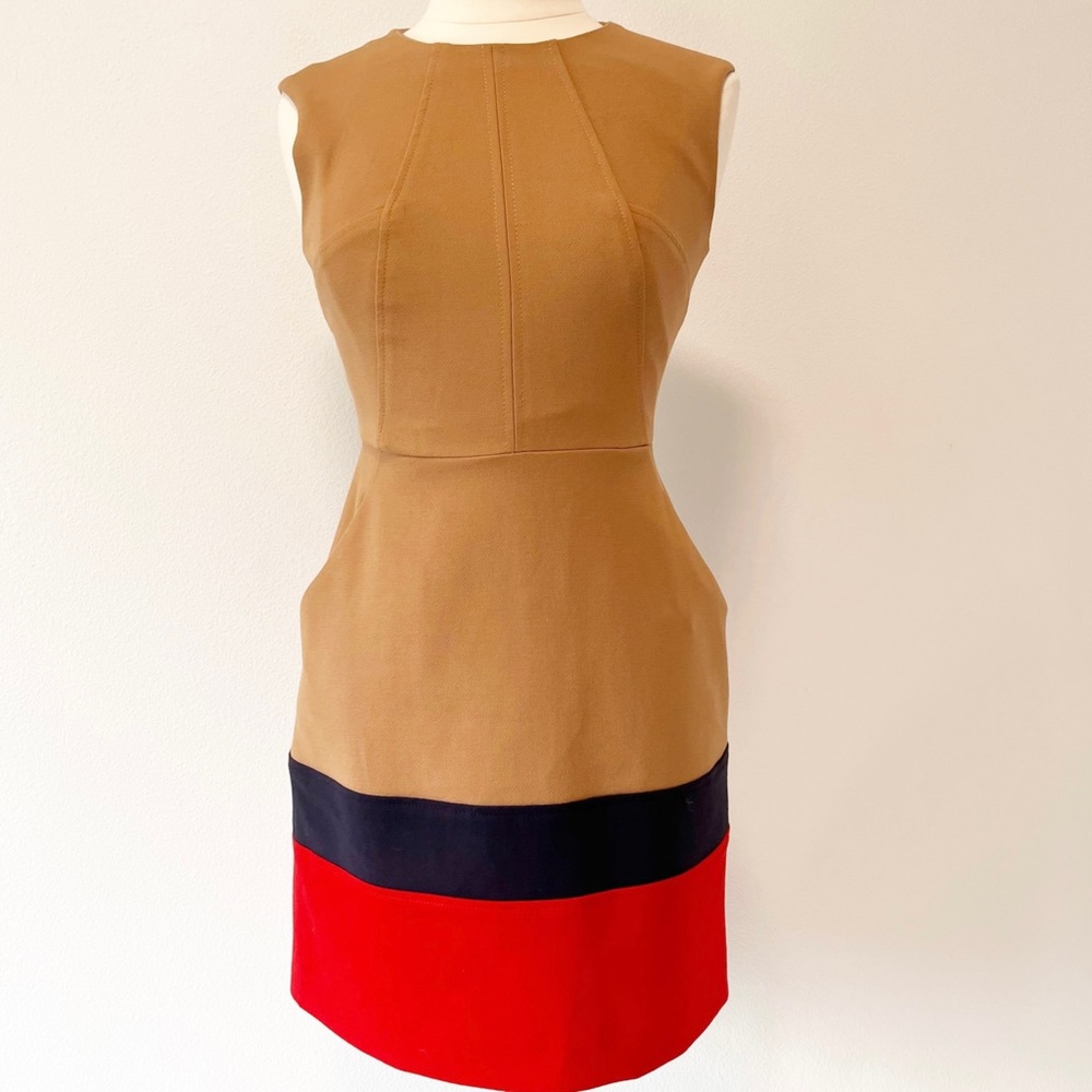 Shoshanna Camel Double Crepe Color Block Trina Dr… - image 3